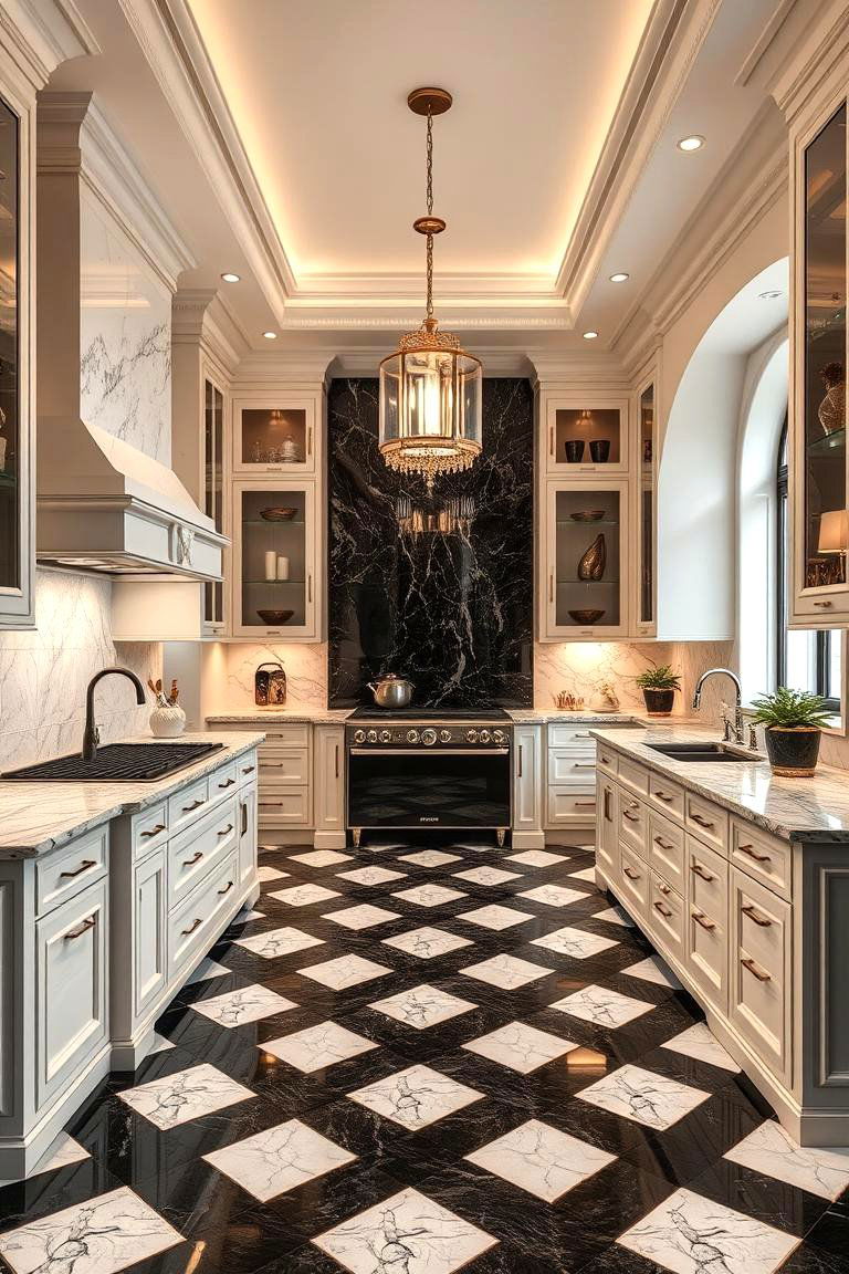 Luxury Designer Checkers - 24 Kitchens With Checkered Floors