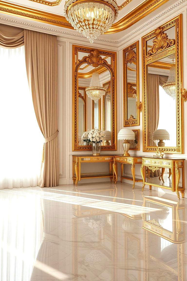 Luxury Gold Mirror Accents - 24 Black and Gold Living Room Ideas