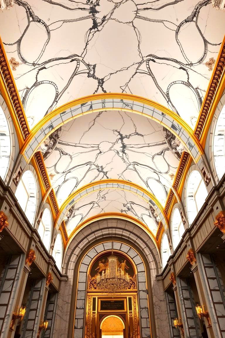 Luxury Marble and Gold Trim - 24 Cathedral Ceiling Ideas