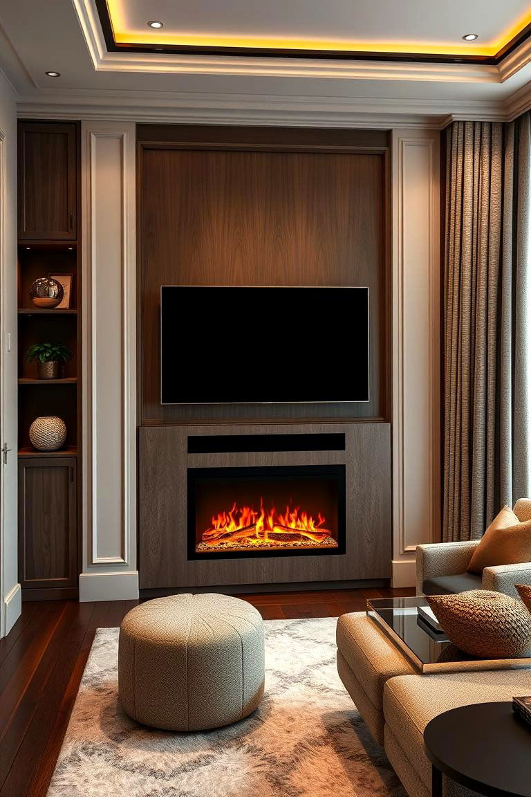 Luxury Media Corner - 24 Electric Fireplace Ideas With Tv Above