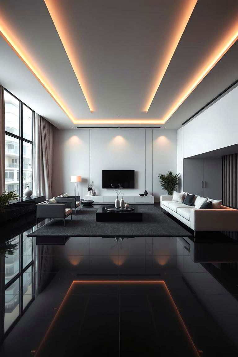 Luxury Minimalism Redefined - 24 Black Floor Living Room Ideas