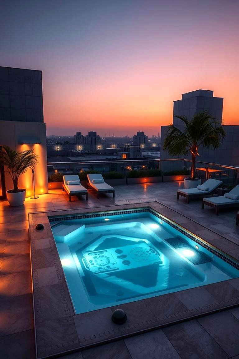 Luxury Rooftop Jacuzzi Area - 24 Residential Rooftop Design Ideas