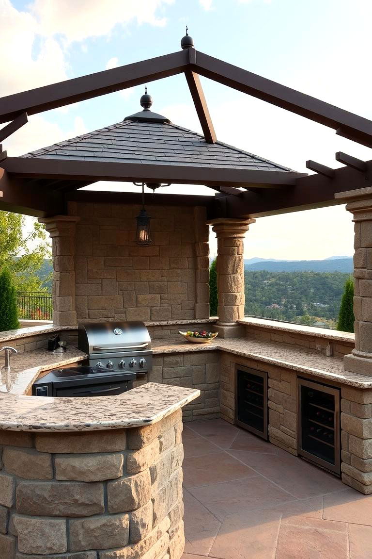 Luxury Stone Gazebo Kitchen - 24 Outdoor Kitchen with a Gazebo Ideas