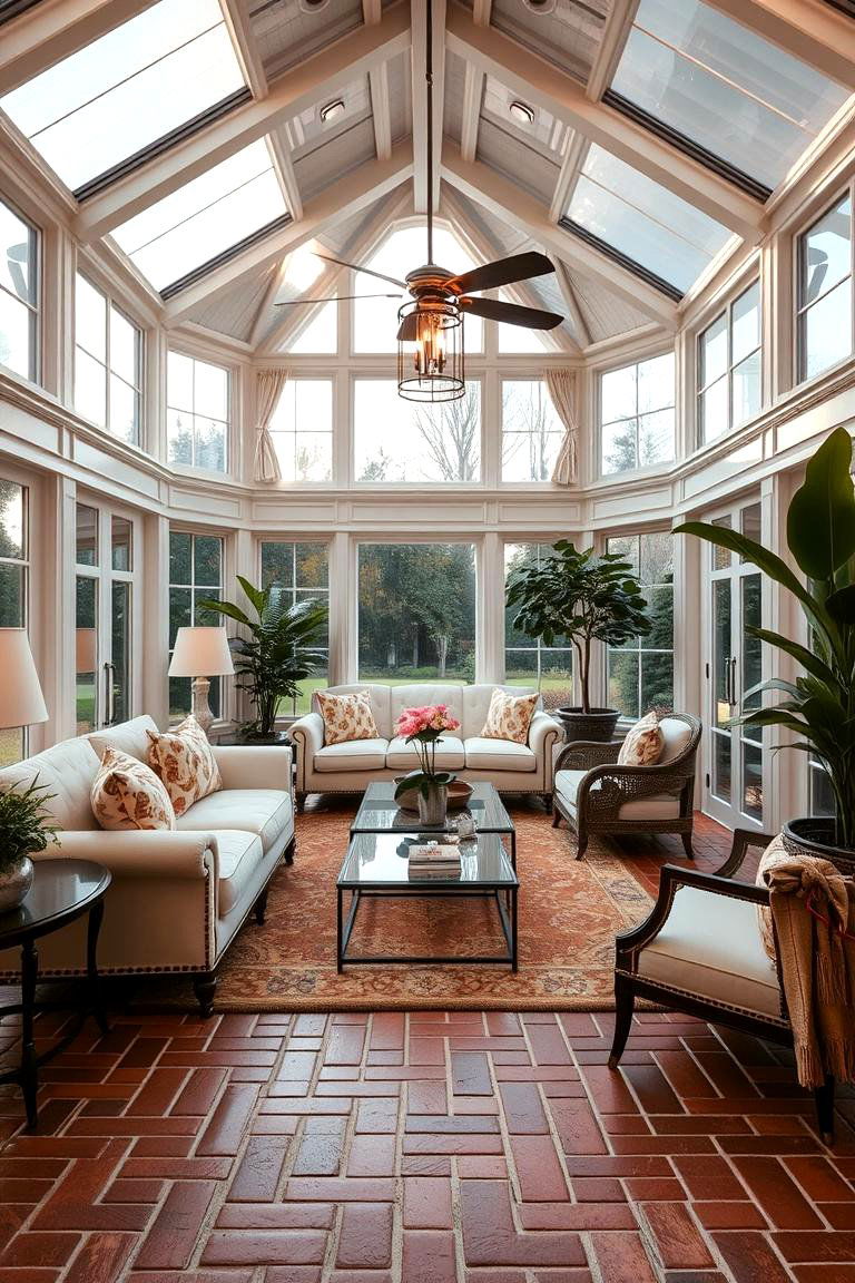 Luxury Sunroom Escape - 24 Brick Floor Sunroom Ideas