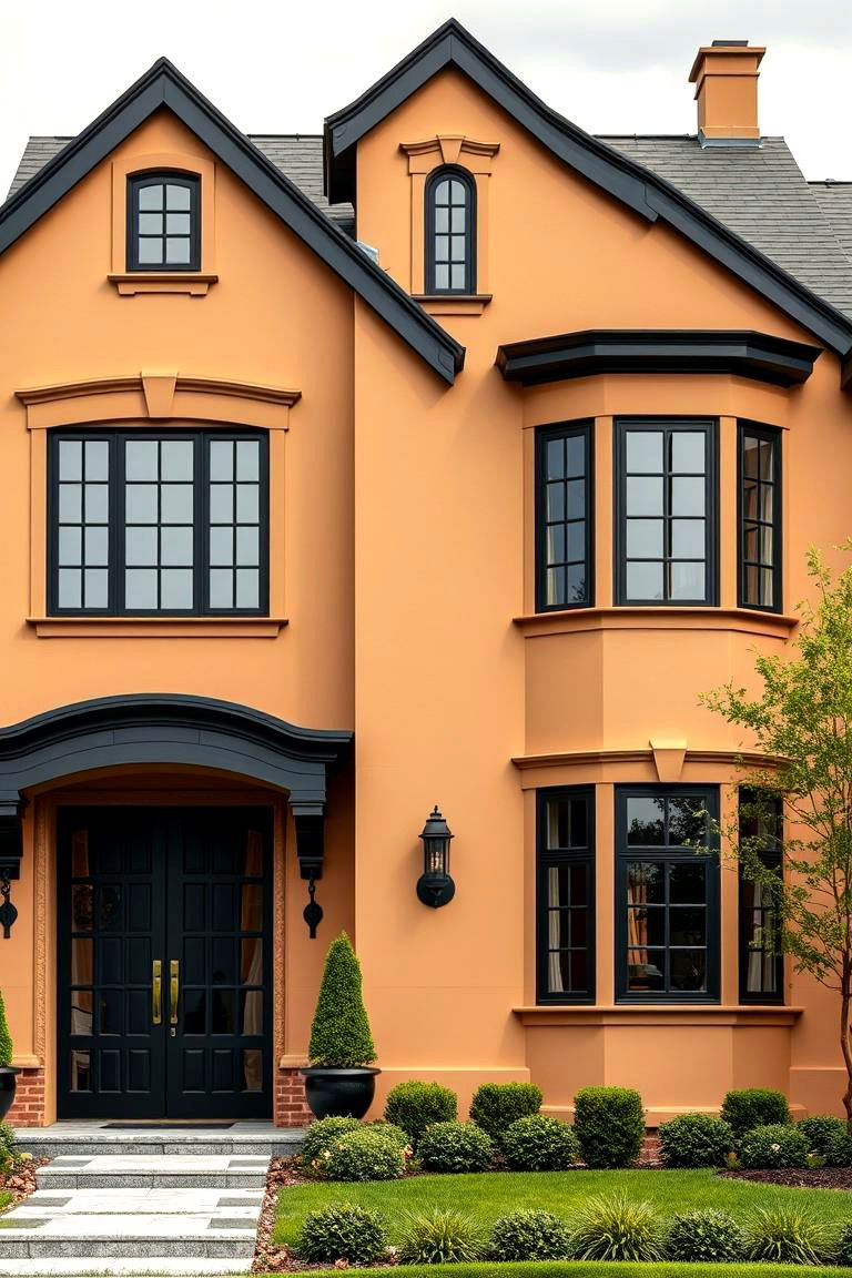 Luxury Tan House with Refined Black Trim Details - 24 Tan House With Black Trim Design Ideas