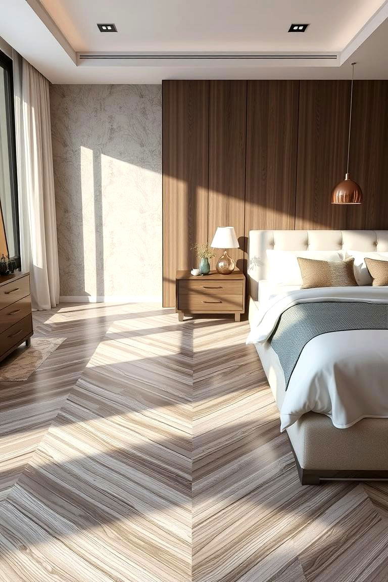 Luxury Vinyl Tile Sophistication - 24 Bedroom Flooring Ideas