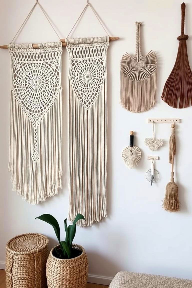 Macrame Accents and Wall Art - 24 Boho Living Room Ideas