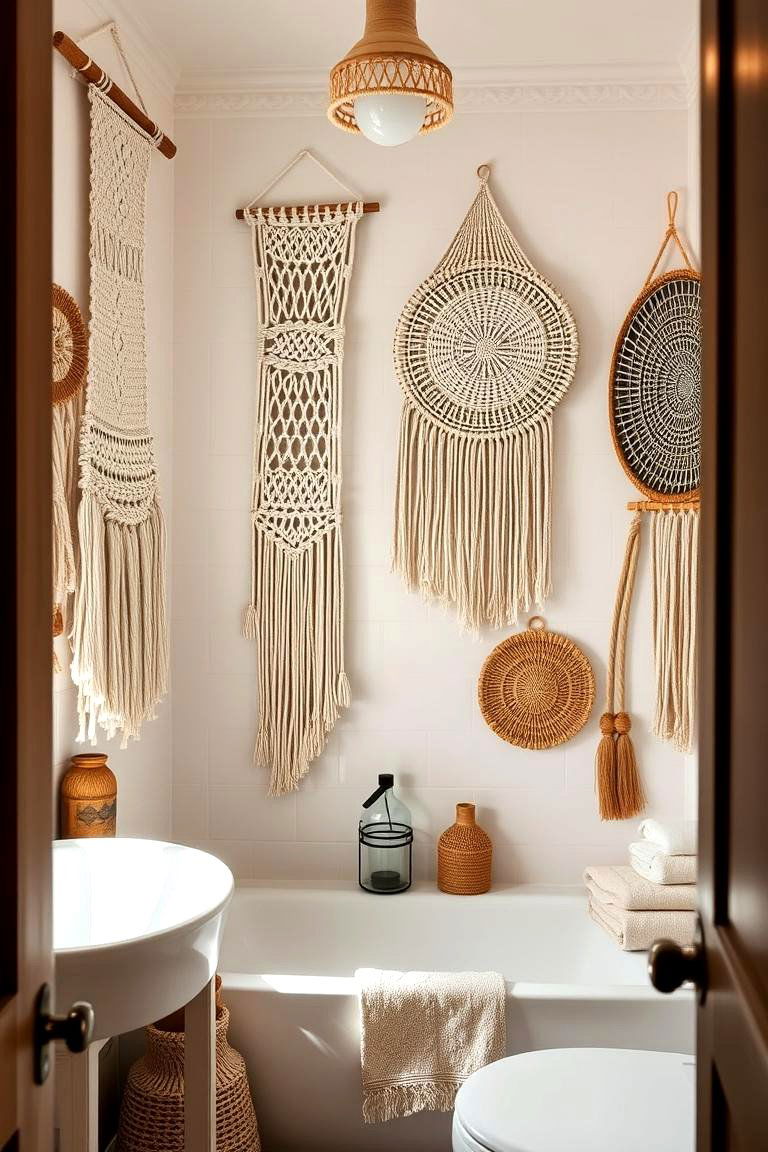 Macrame Accents - 24 Boho Bathroom Ideas