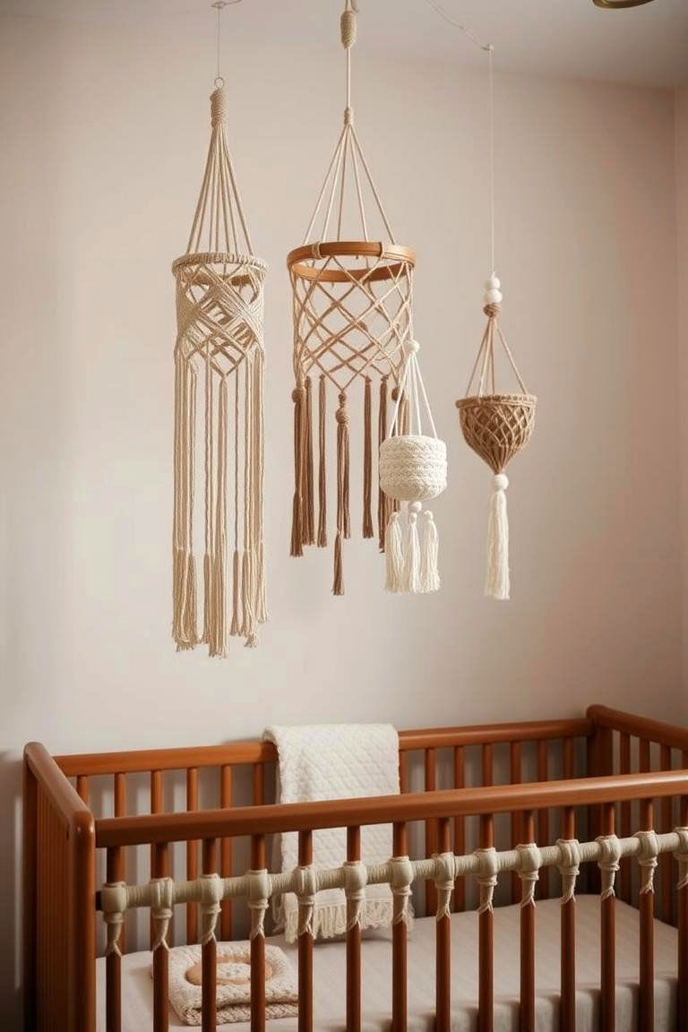 Macrame Hanging Mobiles - 24 Boho Nursery Ideas