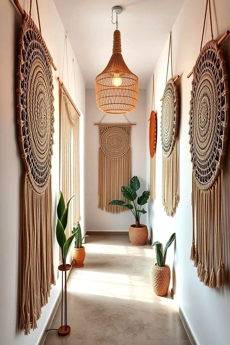 Macrame Wall Hangings - 24 Boho Hallway Ideas