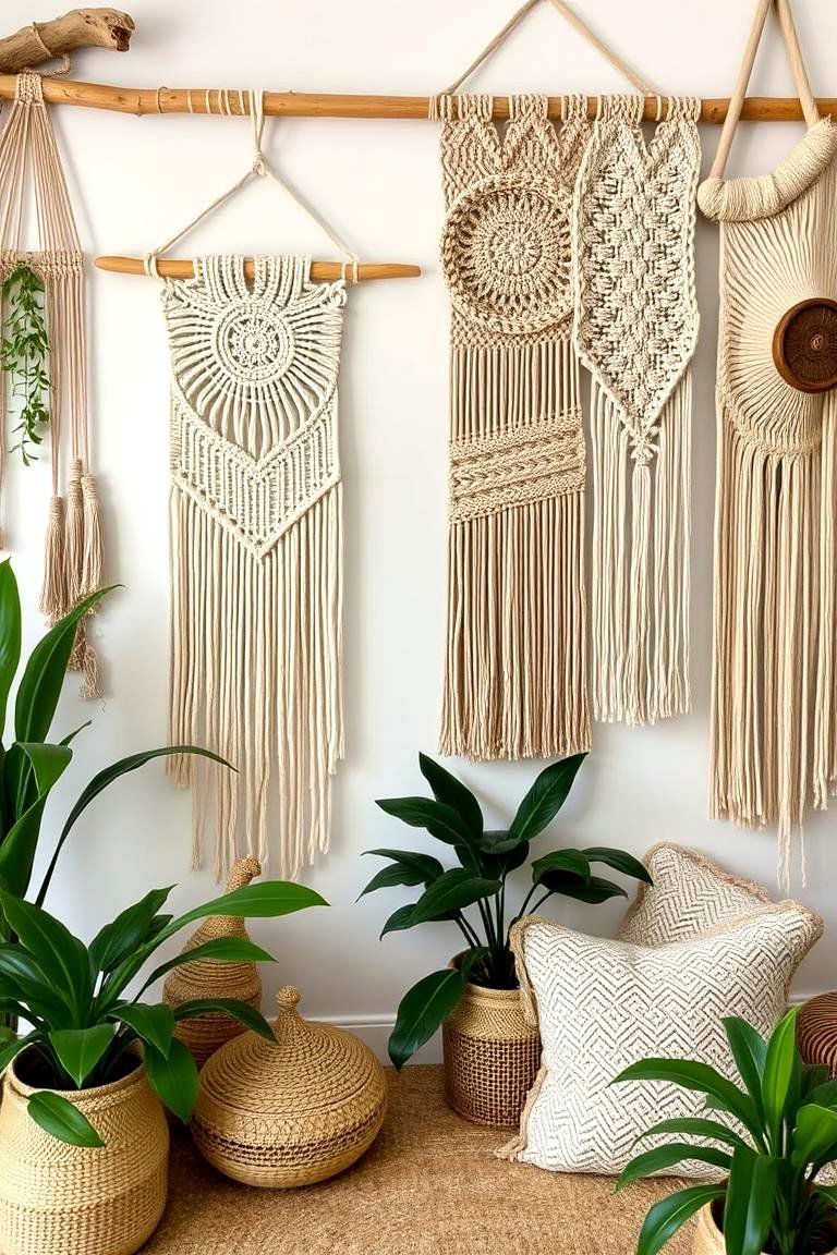 Macrame Wall Hangings - 24 Green Boho Bedroom Ideas