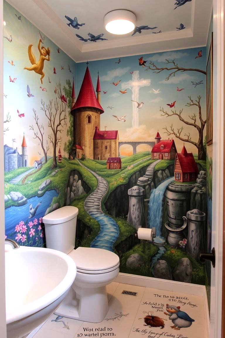 Magical Mural Feature - 24 Harry Potter Bathroom Ideas