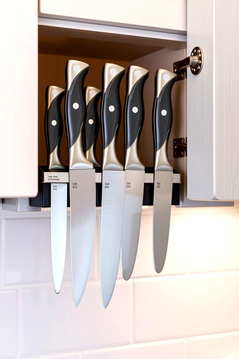 Magnetic Knife Holders for Safe Utensil Storage - 24 cabinet storage ideas