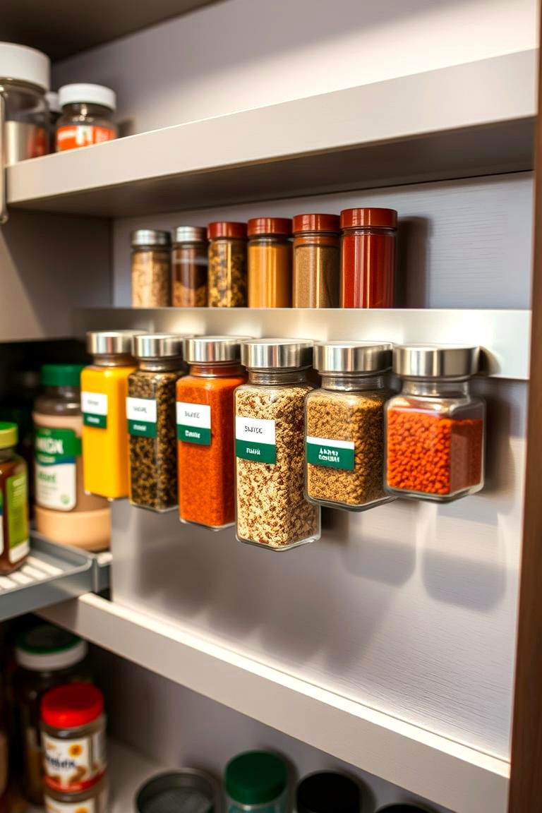 Magnetic Spice Jars - 24 Small Pantry Ideas