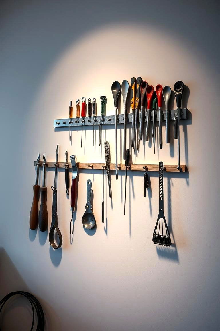 Magnetic Strips for Metal Tools - 24 Craft Room Organization Ideas