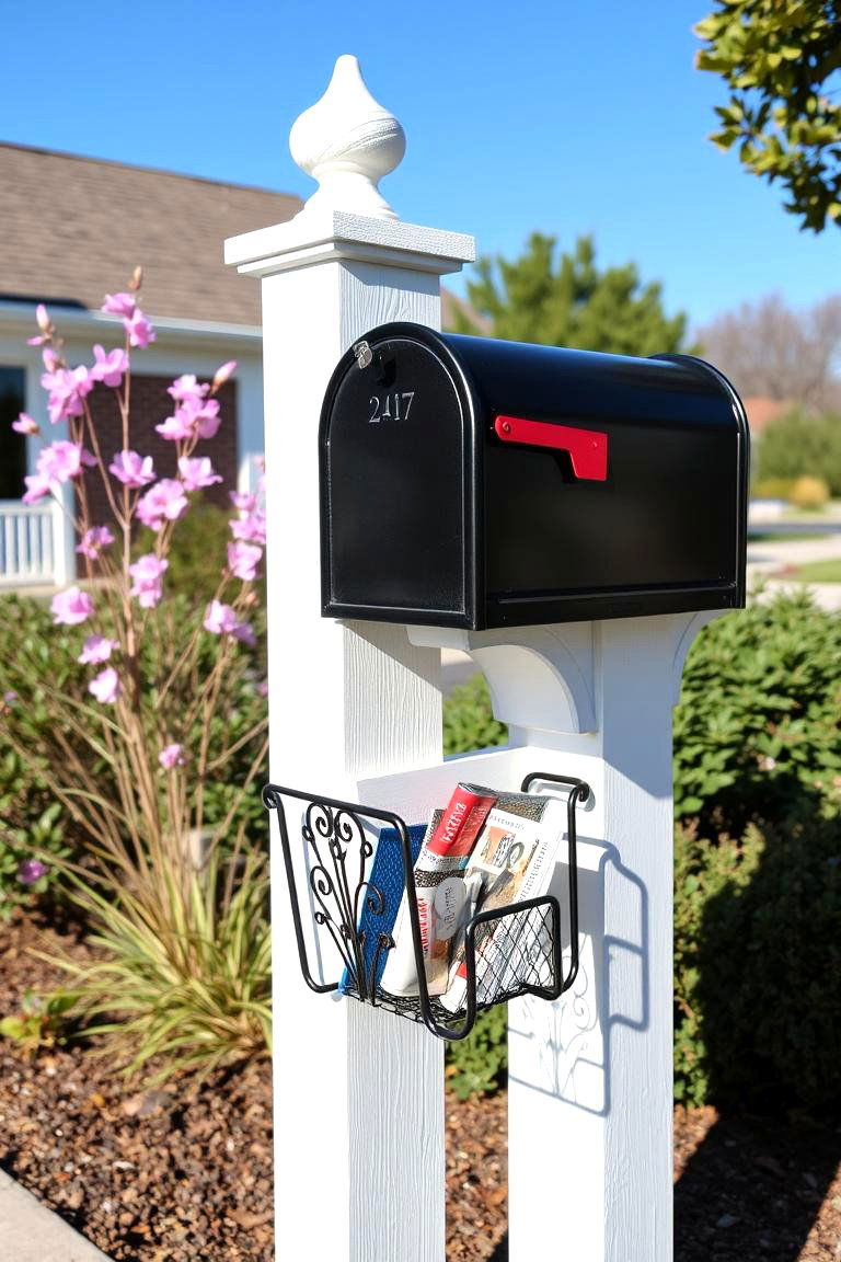 Mailbox Post with Integrated Newspaper Holder - 24 Mailbox Post Ideas