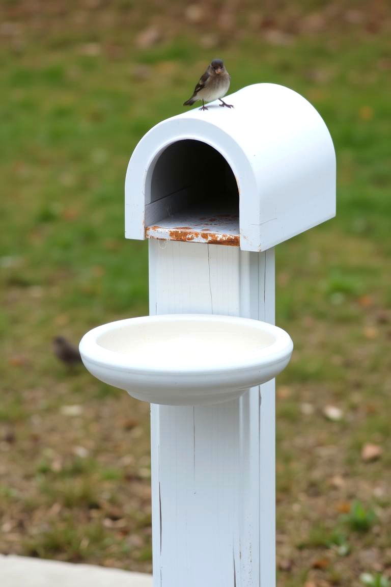Mailbox Post with a Built in Bird Bath - 24 Mailbox Post Ideas