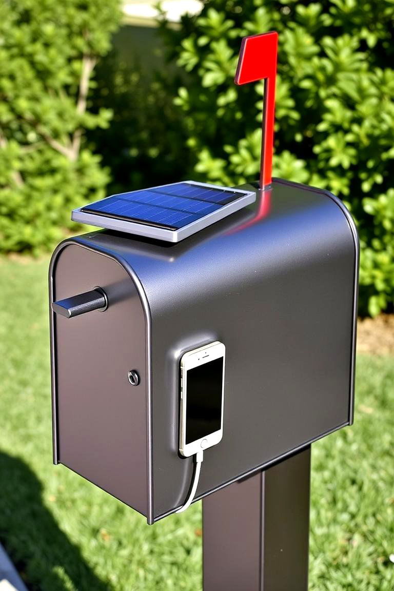 Mailbox Post with a Charging Station for Small Devices - 24 Mailbox Post Ideas