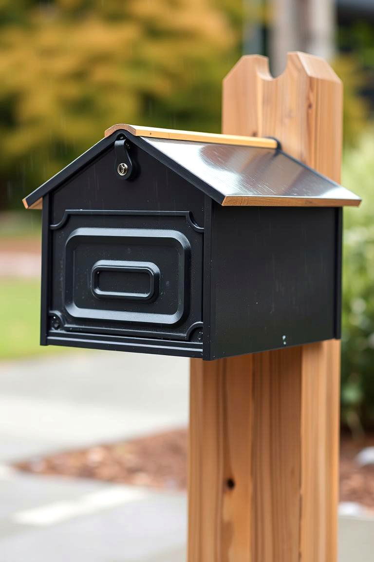 Mailbox Post with a Protective Cover - 24 Mailbox Post Ideas