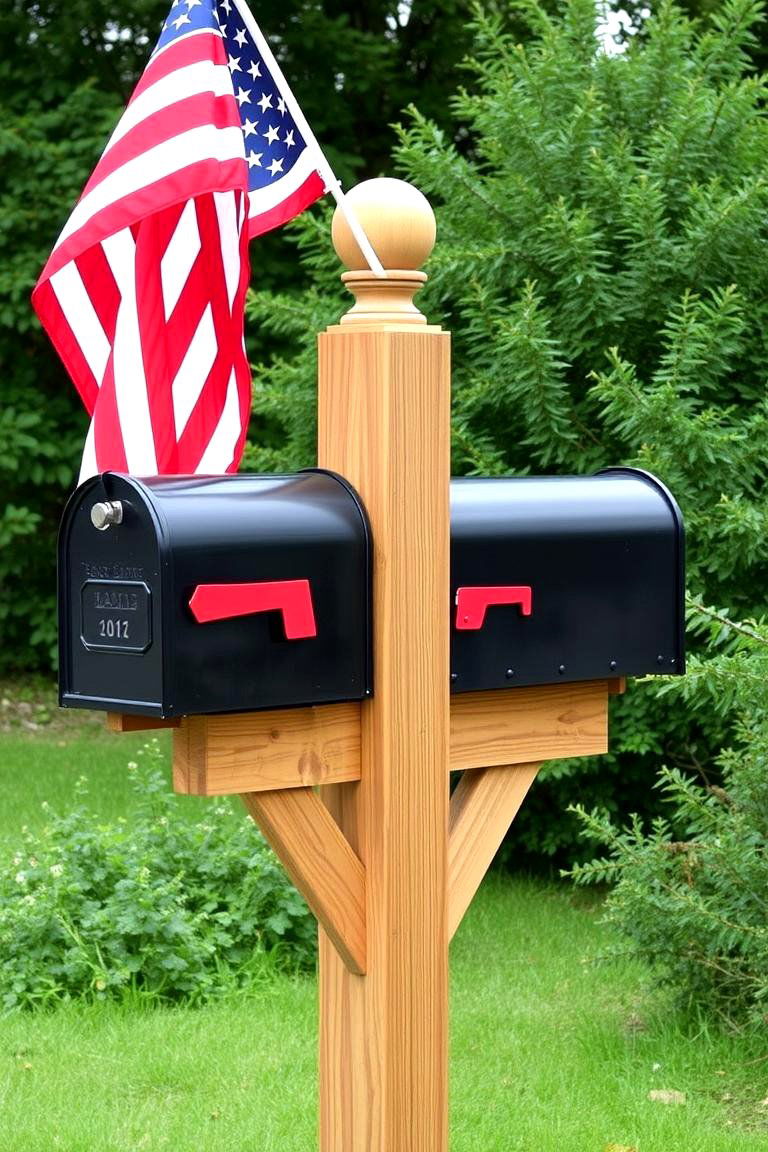 Mailbox Post with a Themed Flag Holder - 24 Mailbox Post Ideas