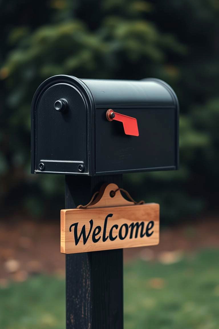 Mailbox Post with a Welcome Sign - 24 Mailbox Post Ideas