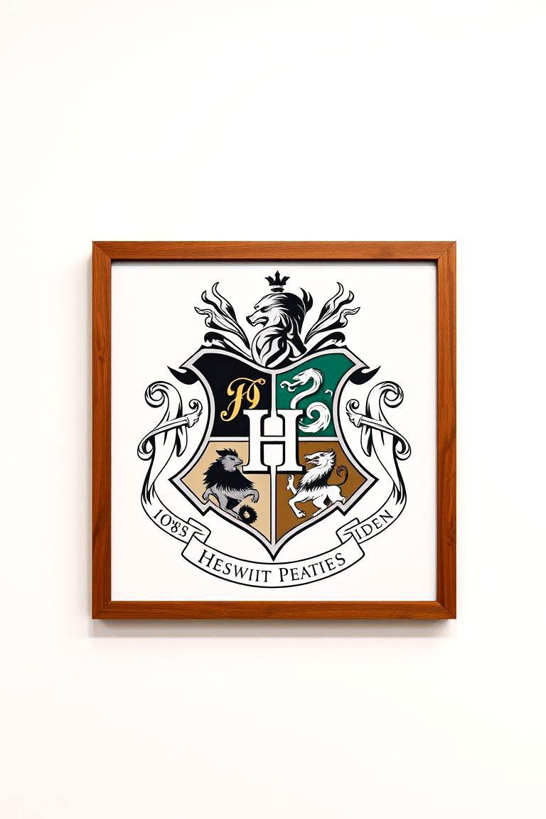 Majestic Hogwarts Crest Wall Art - 24 Harry Potter Decor Ideas