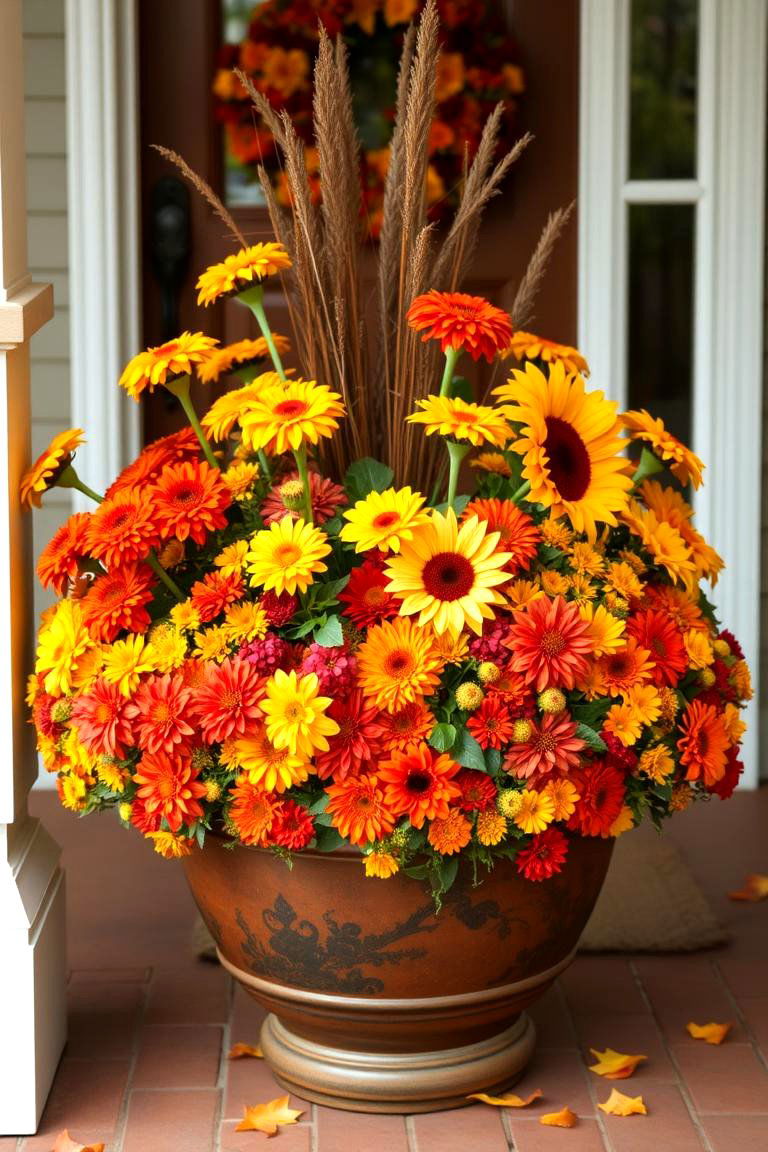 Make a Fall Flower Pot Centerpiece - 24 Fall Porch Decor Ideas