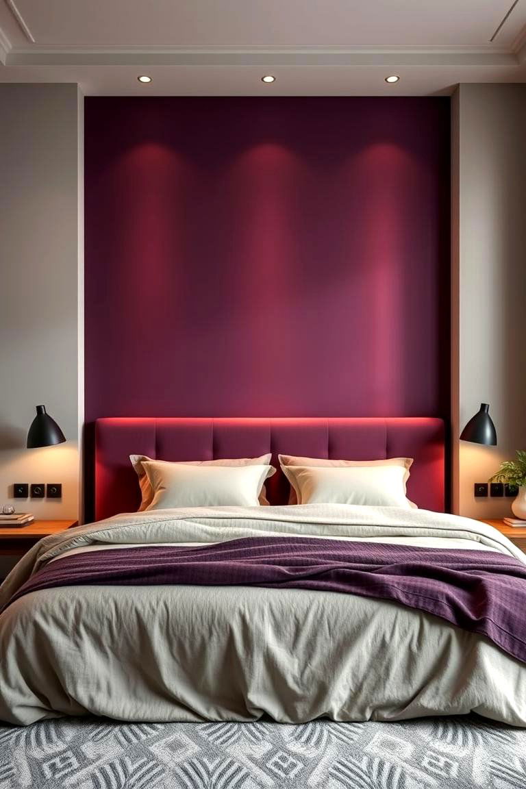 Make a Statement with a Deep Plum Accent Wall - 24 Purple Bedroom Ideas