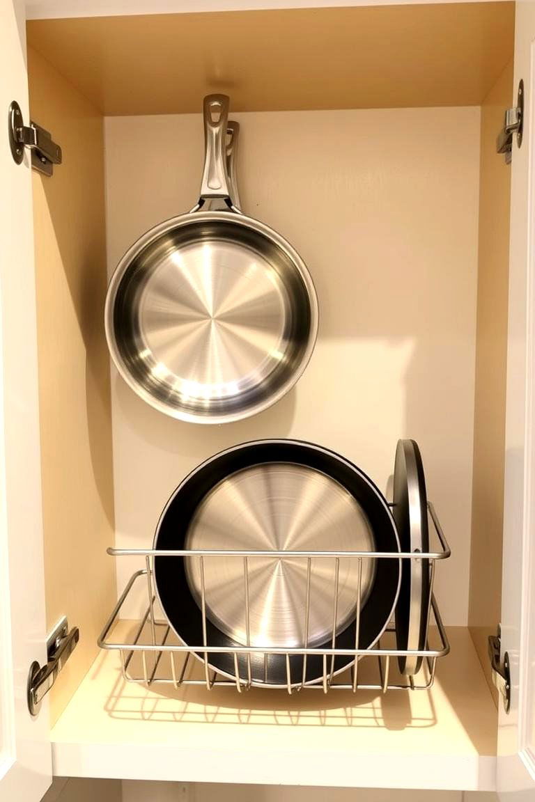 Making Use of Cabinet Door Organizers - 24 Pots and Pans Storage Ideas