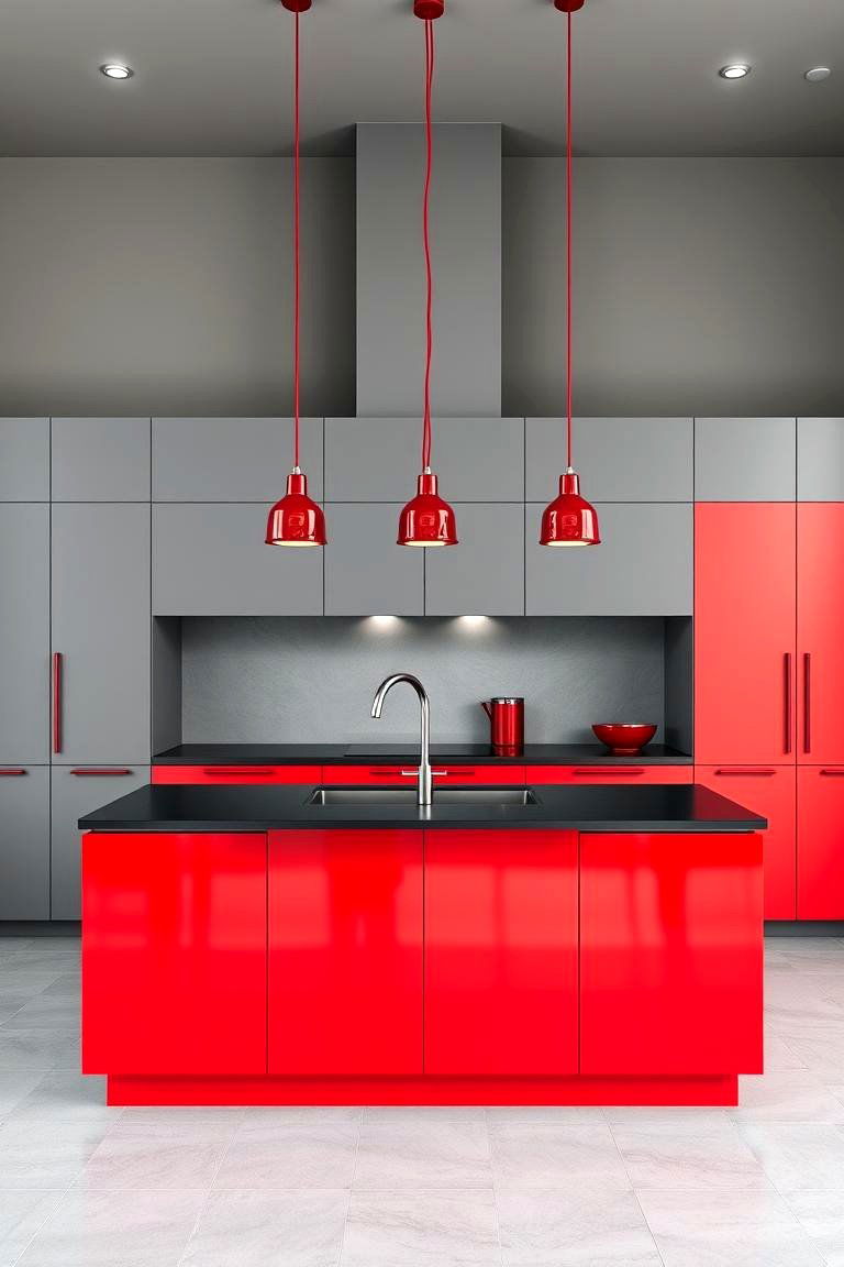 Making a Statement with a Red Kitchen Island - 24 Red Kitchens