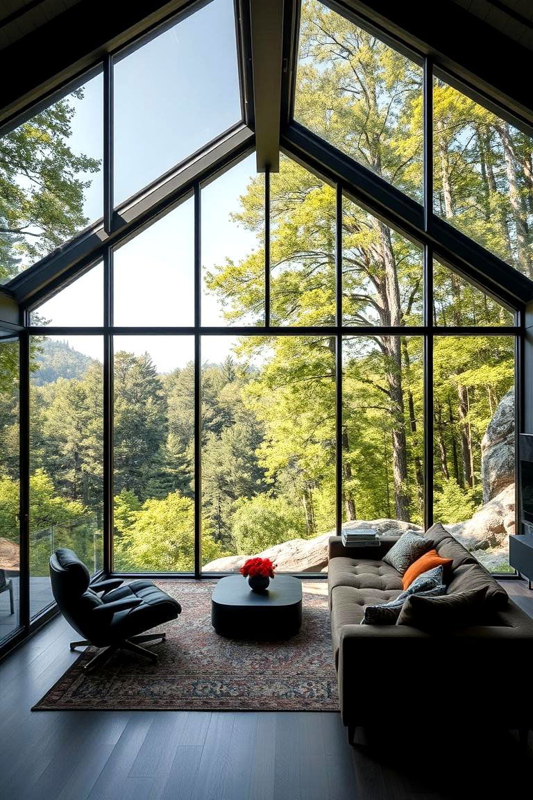 Man Cave with Forest View - 24 Hunting Man Cave Ideas
