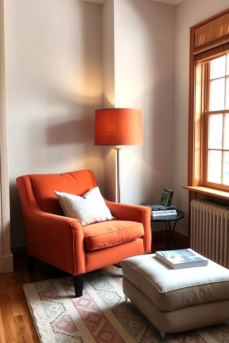 Mandarin Orange Reading Nook - 24 Orange Room Ideas