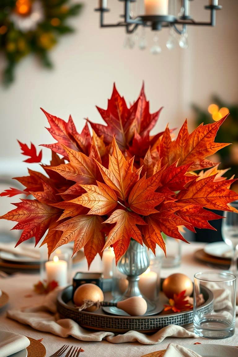Maple Leaf Table Centerpiece - 24 Fall Table Decor Ideas