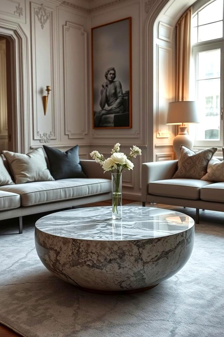 Marble Accent Tables - 24 Parisian-style Living Room Ideas