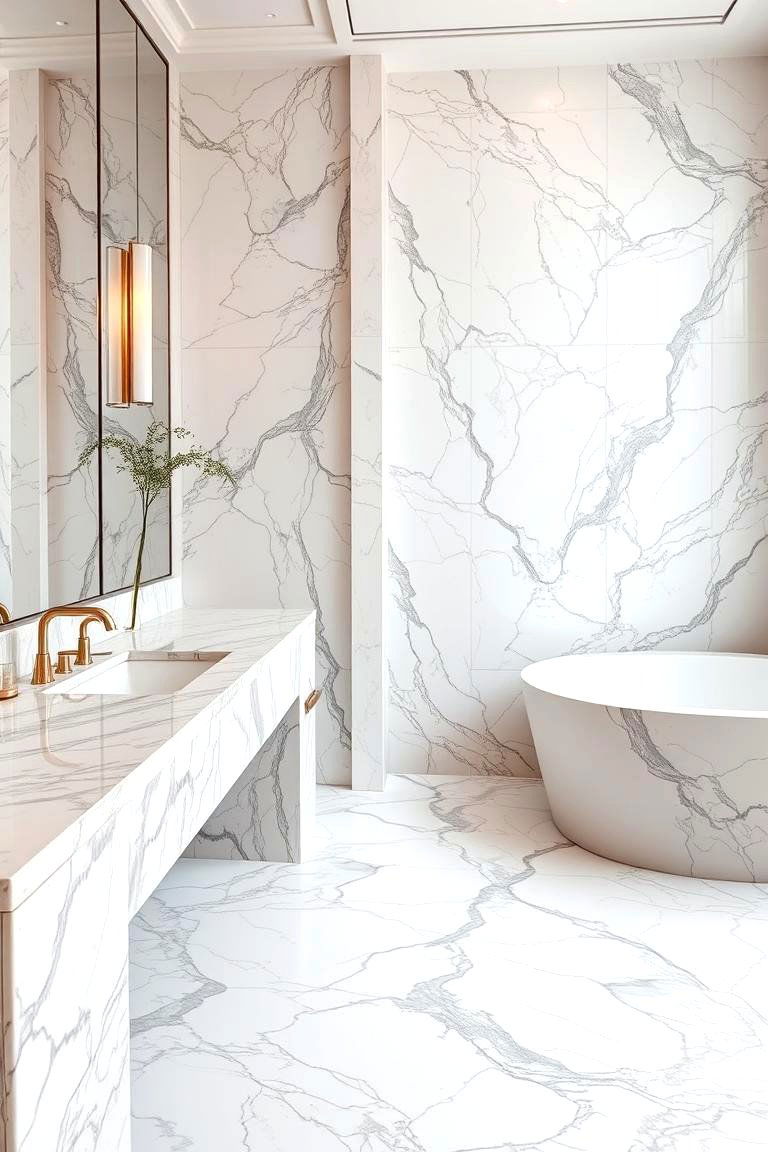 Marble Accents - 24 Modern Bathroom Ideas
