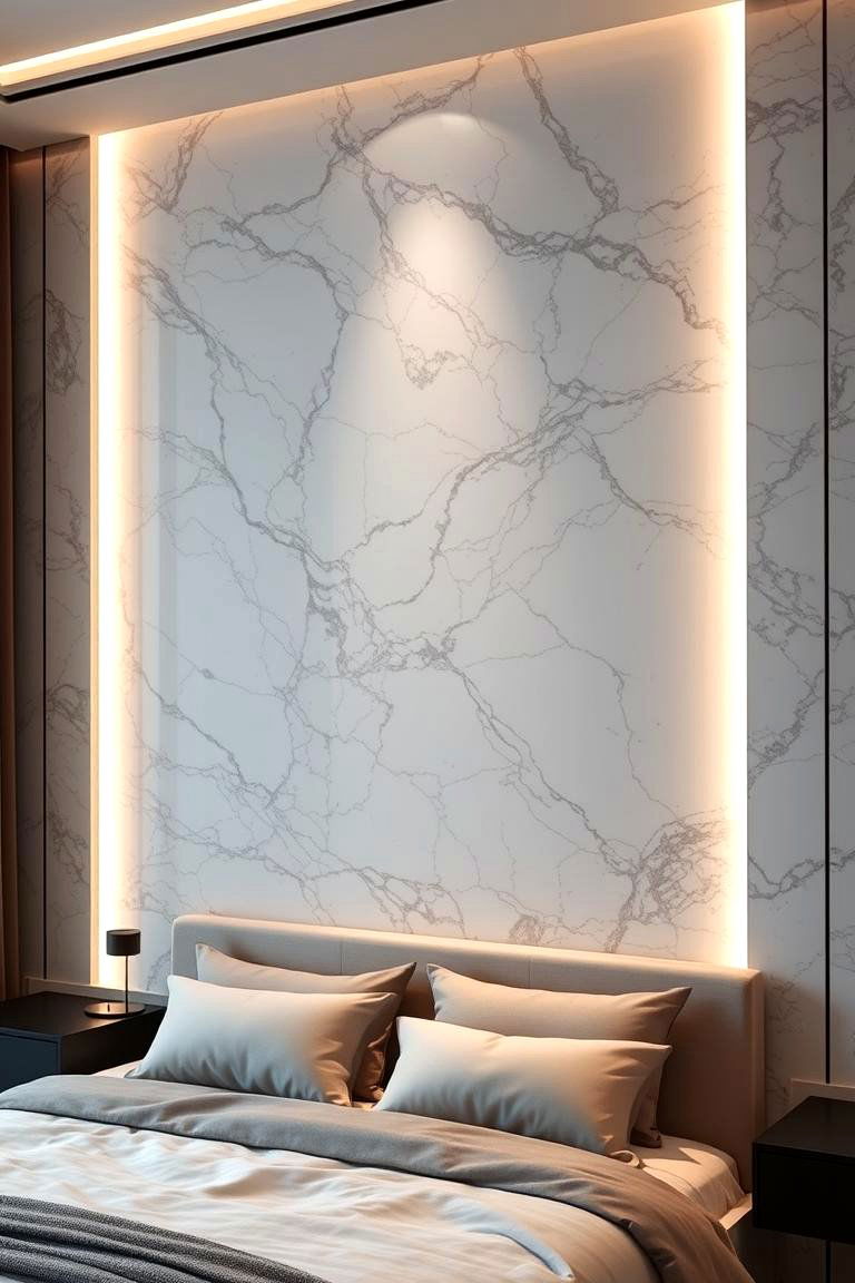 Marble Accents - 24 Bedroom Accent Wall Ideas