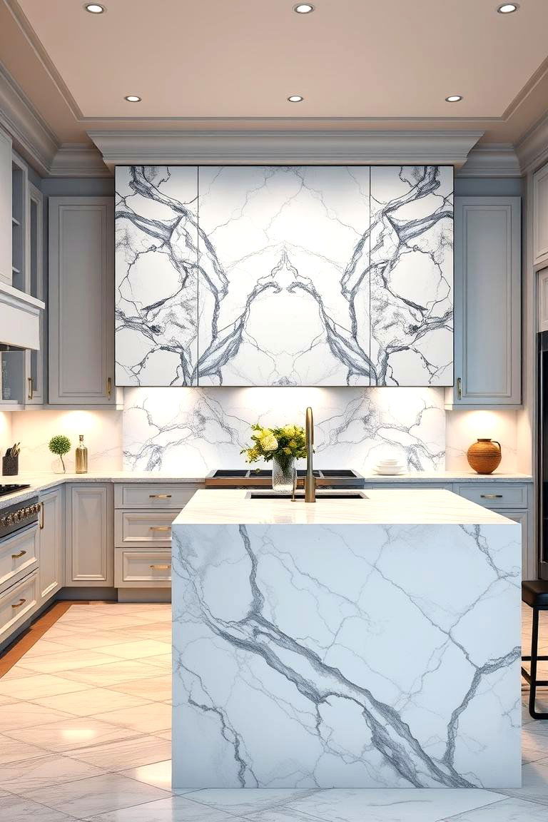 Marble Back Panels - 24 Kitchen Island Back Panel Ideas