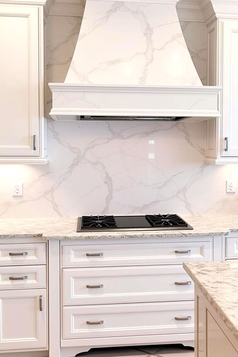 Marble Backsplash - 24 Backsplash Ideas for White Cabinets and Granite Countertops