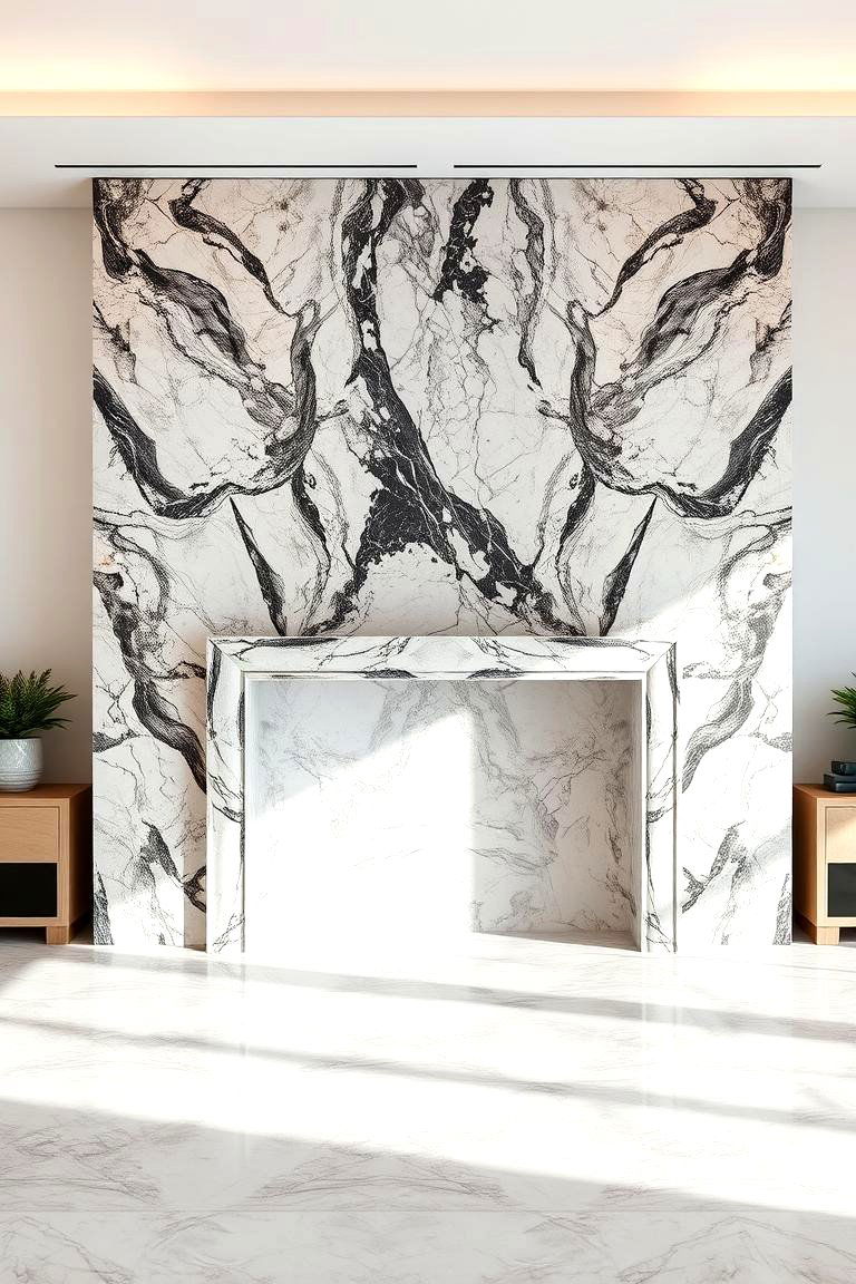 Marble Cladding for Luxury - 24 Fireplace Wall Ideas