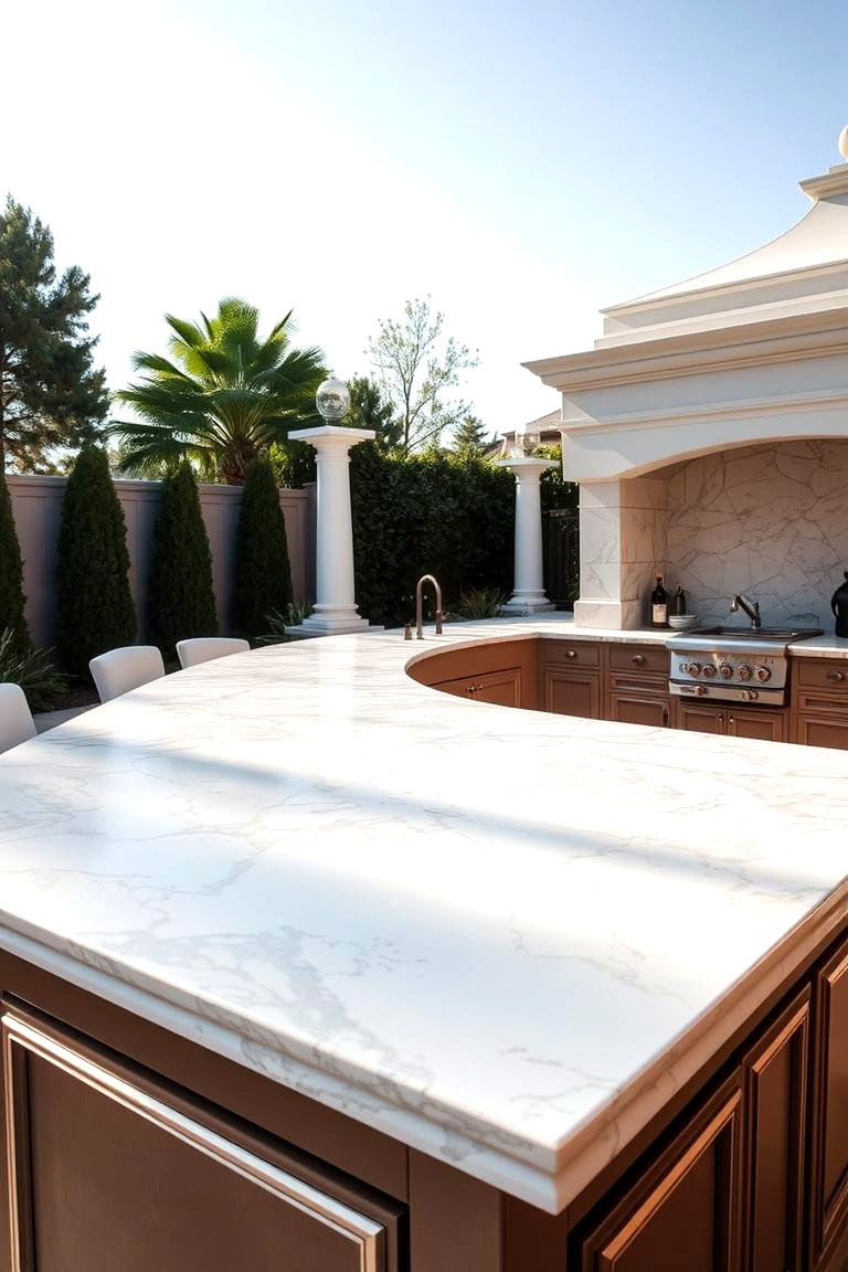 Marble Countertops - 24 Types of Outdoor Kitchen Countertops