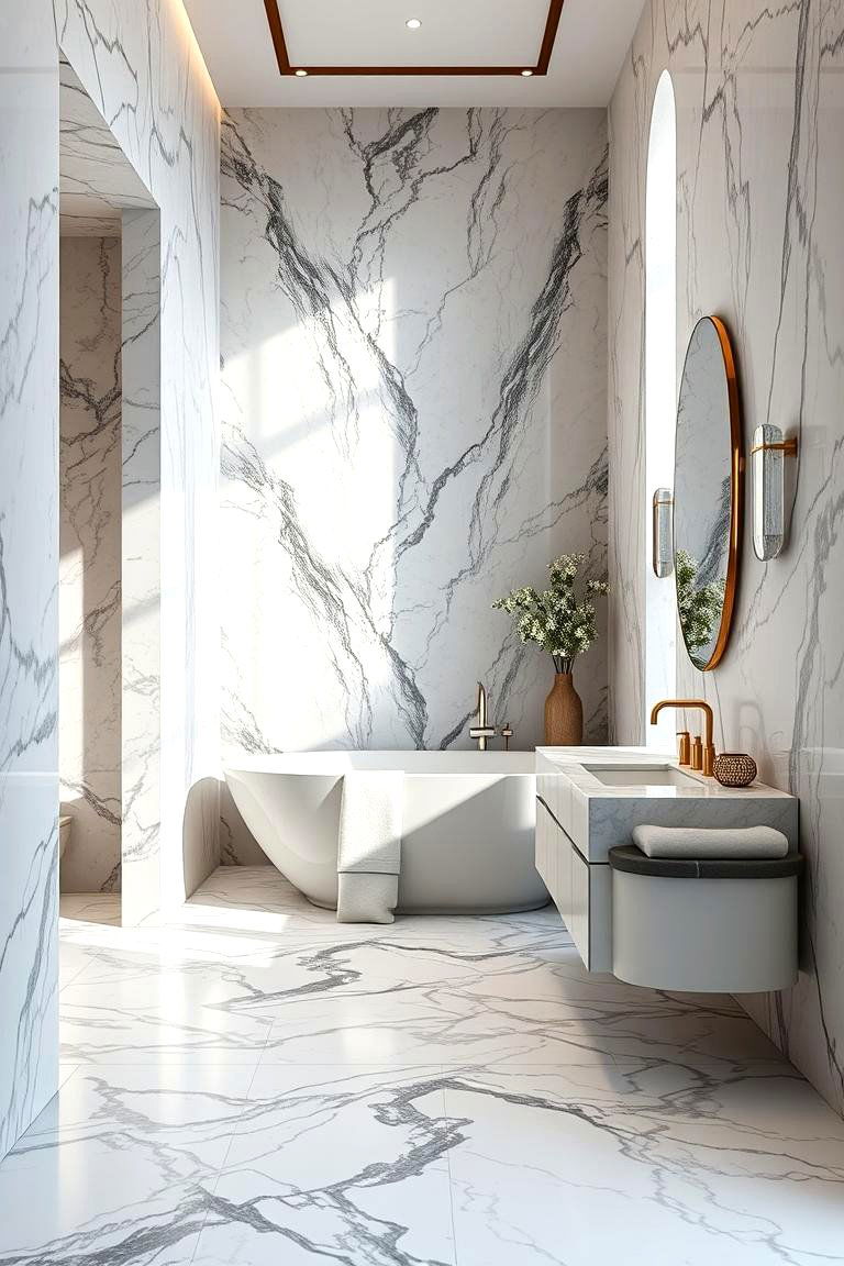 Marble Detailing for Regal Sophistication - 24 Victorian Bathroom Ideas