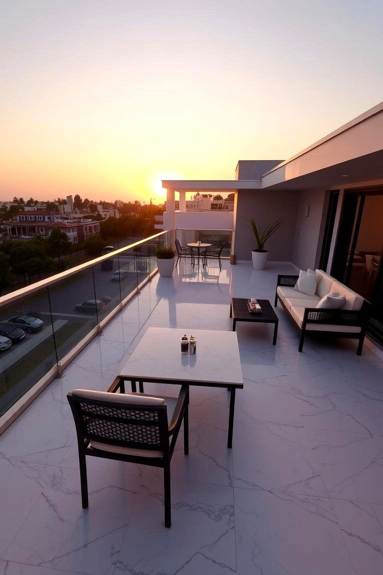 Marble Effect Tiles - 24 Balcony Tiles Ideas
