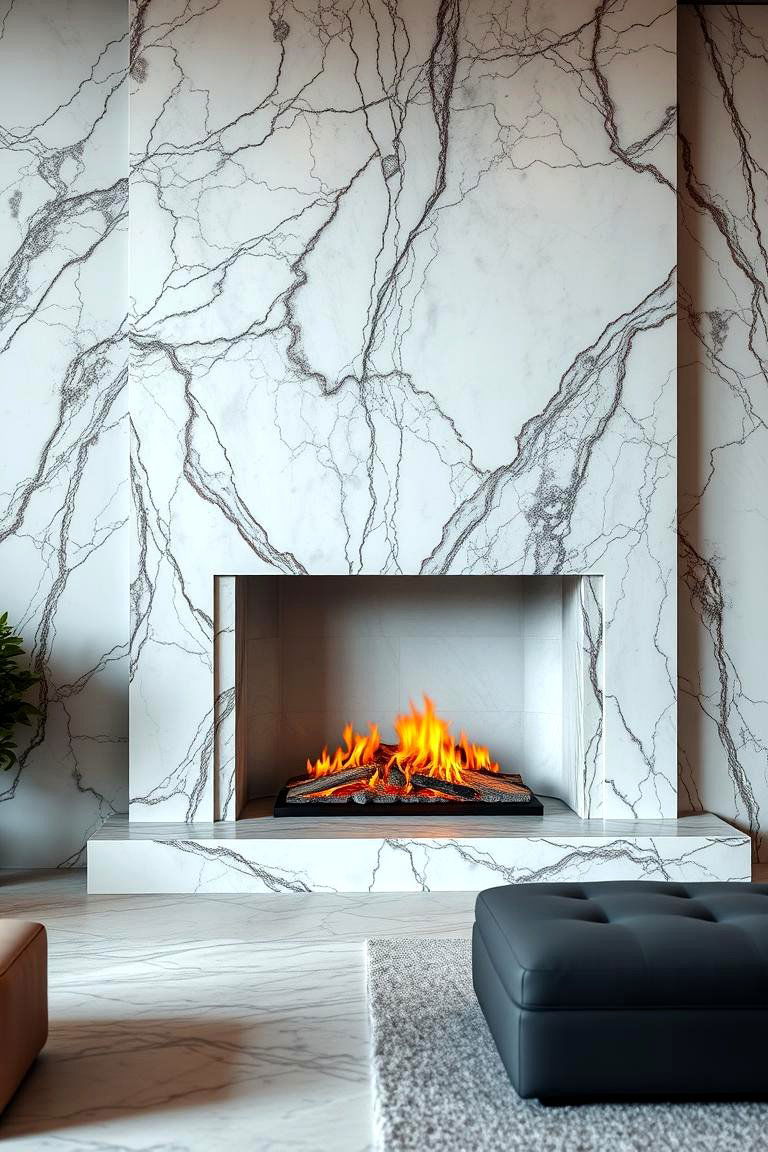 Marble Elegance - 24 Fireplace Accent Wall Ideas