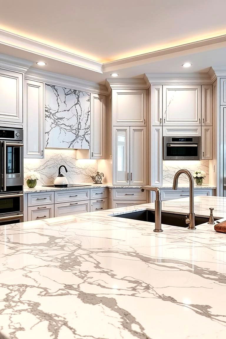 Marble Elegance - 24 Kitchen Countertop Ideas