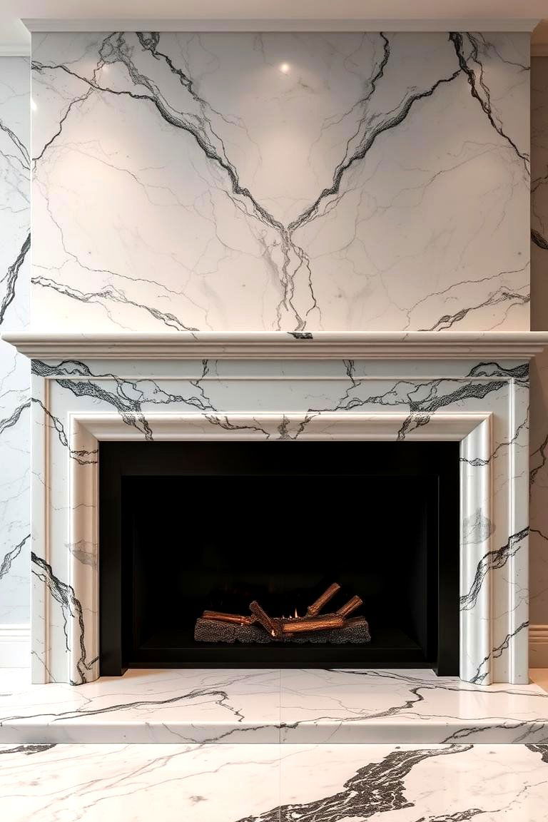 Marble Fireplace - 24 Basement Fireplace Ideas