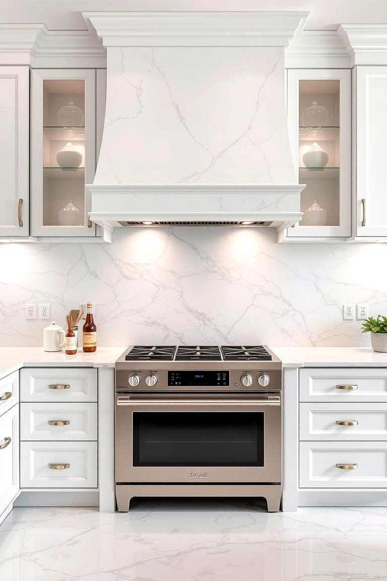 Marble Inspired Elegance - 24 White Kitchen Backsplash Ideas