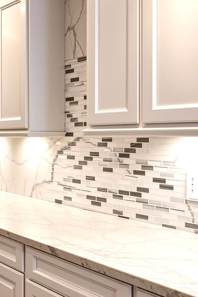 Marble Mosaic Charm - 24 White Cabinet Kitchen Backsplash Ideas