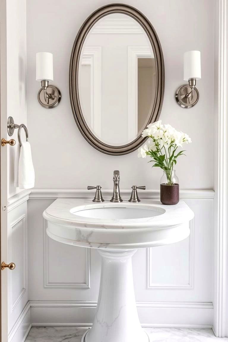 Marble Pedestal Sink - 24 Marble Bathroom Ideas