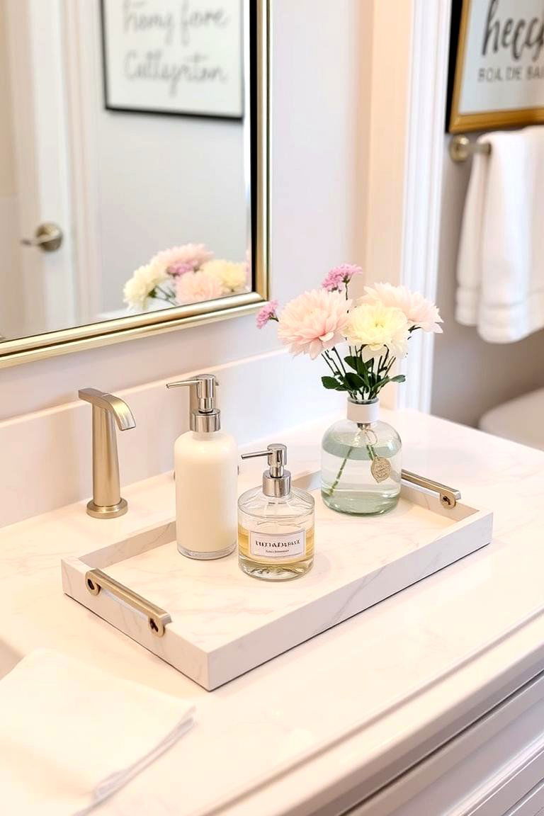 Marble Tray for Bath Accessories - 24 Marble Bathroom Ideas
