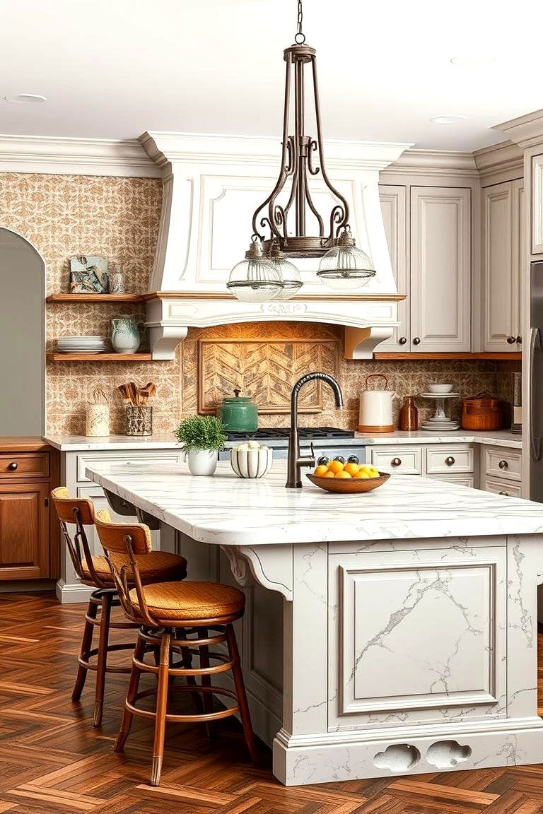 Marble with Vintage Touch - 24 Marble Kitchen Island Ideas